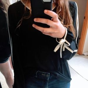 Black Top with Slits in Sleeves